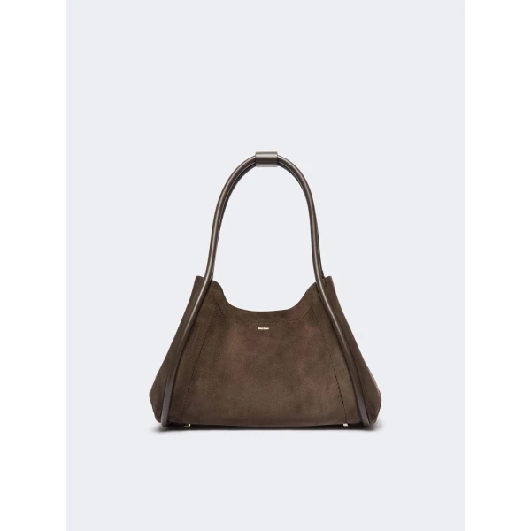 Max Mara Horizontal Suede Marine Bag in Dark Grey | Totes & Top-Handle Bags | Luxury Shoes 