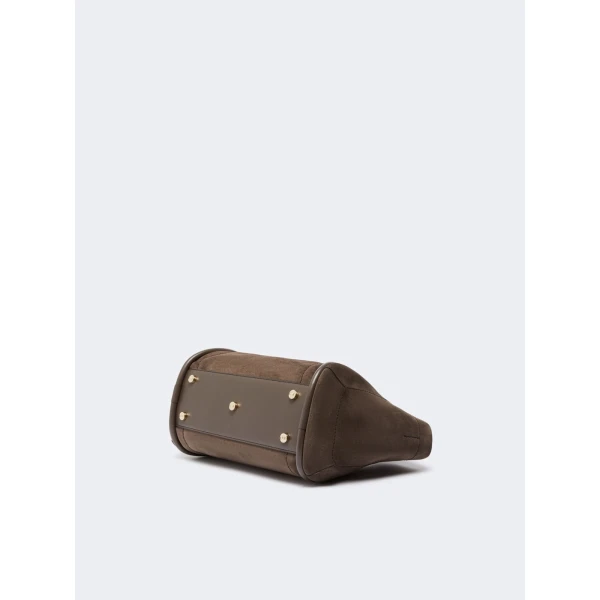 Max Mara Horizontal Suede Marine Bag in Dark Grey | Totes & Top-Handle Bags | Luxury Shoes 