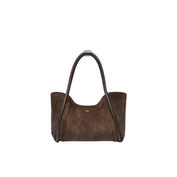 Max Mara Horizontal Suede Marine Bag in Dark Grey | Totes & Top-Handle Bags | Luxury Shoes 