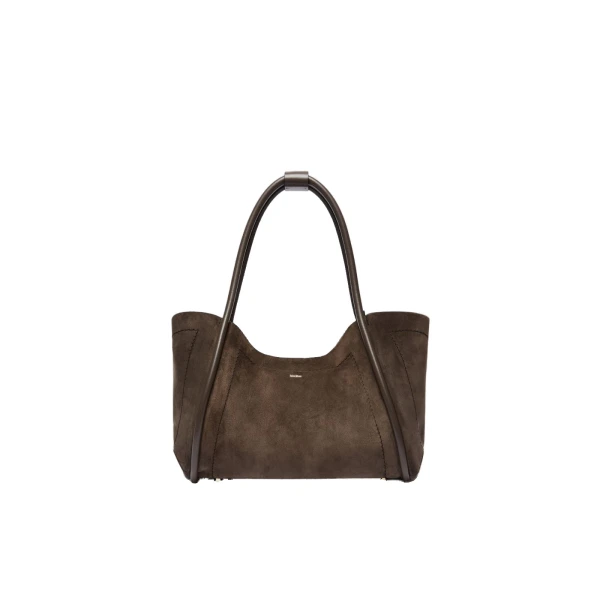 Horizontal Suede Marine Bag in Dark Grey