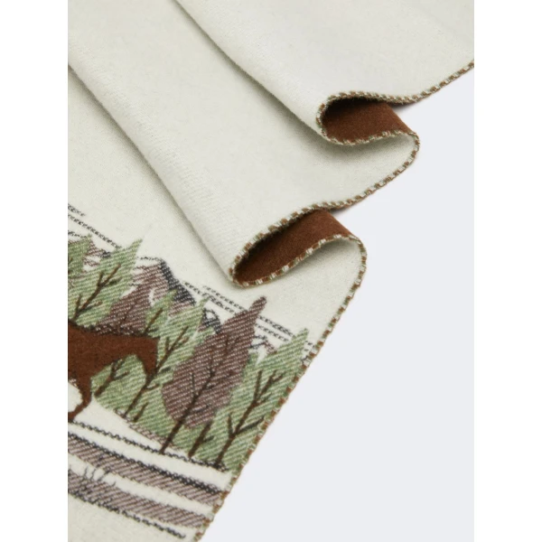 Max Mara Jacquard Wool Blend Stole in Ivory | Scarves | Luxury Shoes 