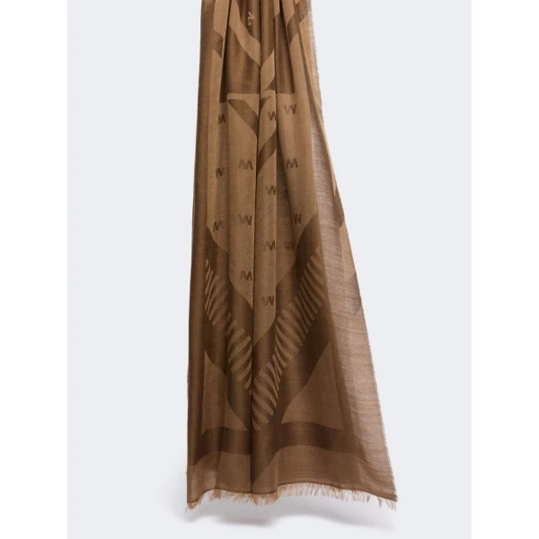 Max Mara Jacquard Wool and Modal Stole in Chocolate | Scarves | Luxury Shoes 
