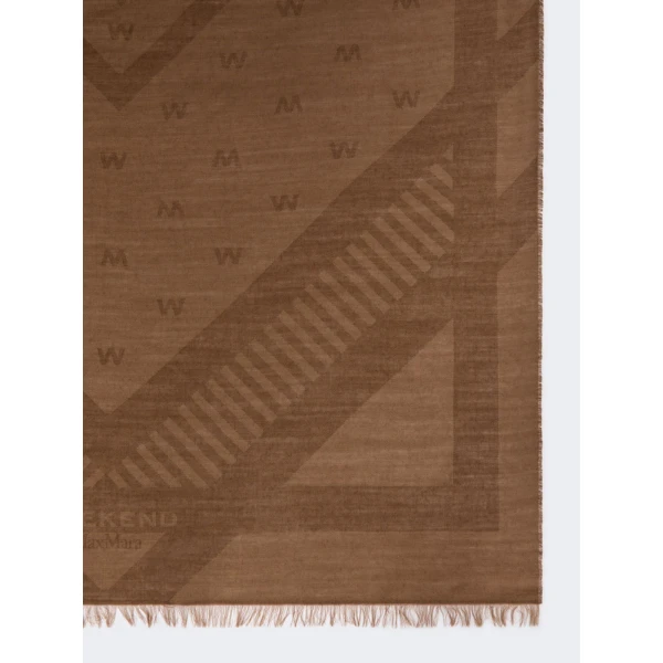 Max Mara Jacquard Wool and Modal Stole in Chocolate | Scarves | Luxury Shoes 