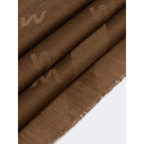 Max Mara Jacquard Wool and Modal Stole in Chocolate | Scarves | Luxury Shoes 