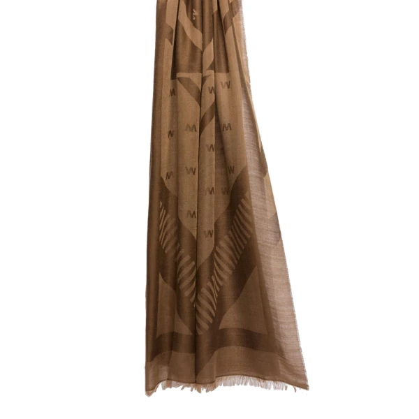 Max Mara Jacquard Wool and Modal Stole in Chocolate | Scarves | Luxury Shoes 