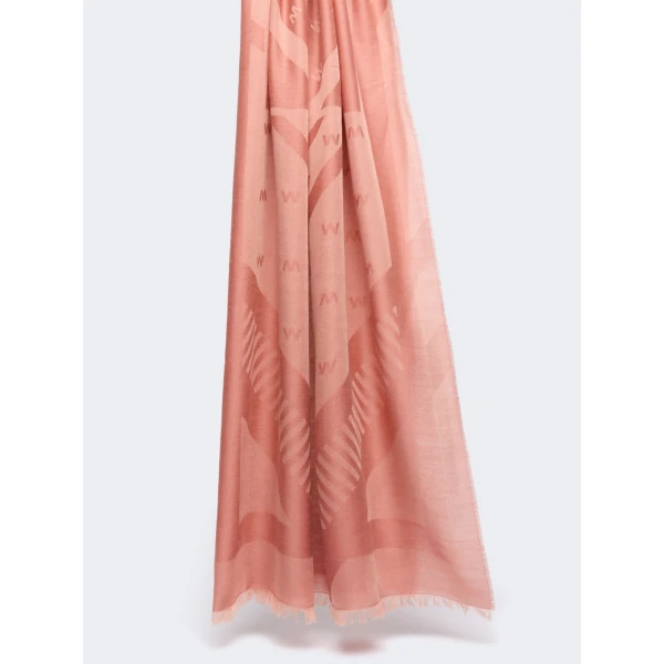 Max Mara Jacquard Wool and Modal Stole in Terra Cotta | Scarves | Luxury Shoes 