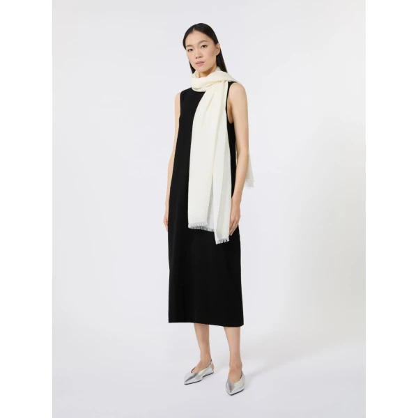 Max Mara Jacquard Wool and Modal Stole in White | Scarves | Luxury Shoes 