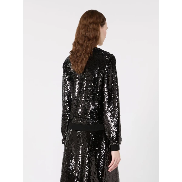 Max Mara Jersey and Sequin Blouse in Black | Blouse | Luxury Shoes 