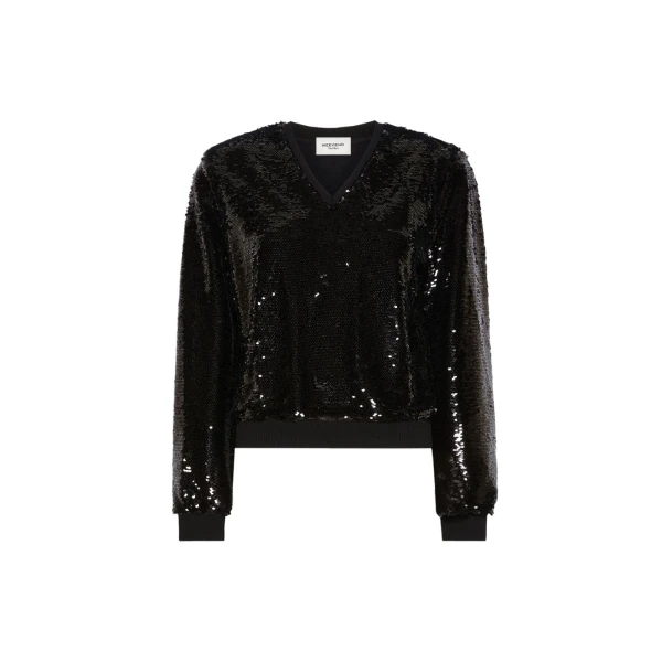 Max Mara Jersey and Sequin Blouse in Black | Blouse | Luxury Shoes 