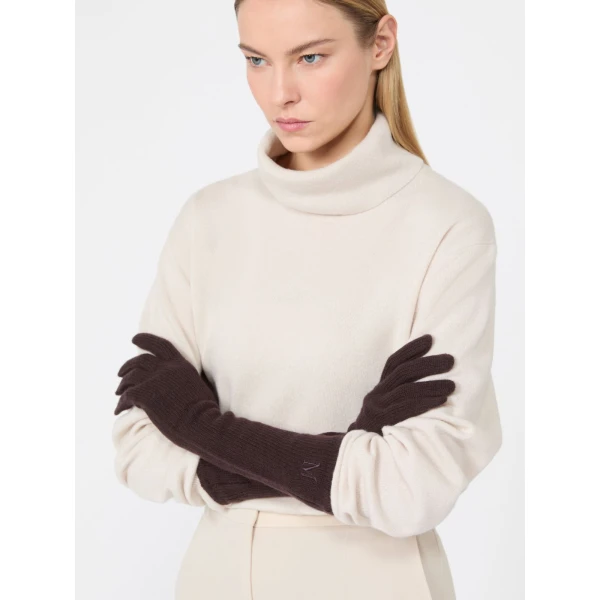 Max Mara Jock Long Cashmere Gloves in Brown | Gloves | Luxury Shoes 