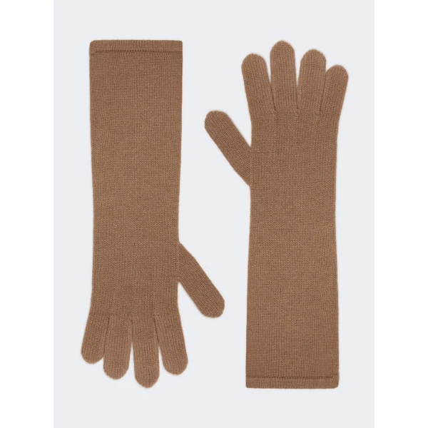 Max Mara Jock Long Cashmere Gloves in Hazelnut Brown | Gloves | Luxury Shoes 