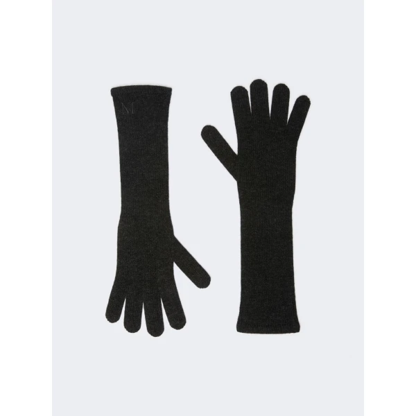 Max Mara Jock Long Cashmere Gloves in Medium Grey | Gloves | Luxury Shoes 