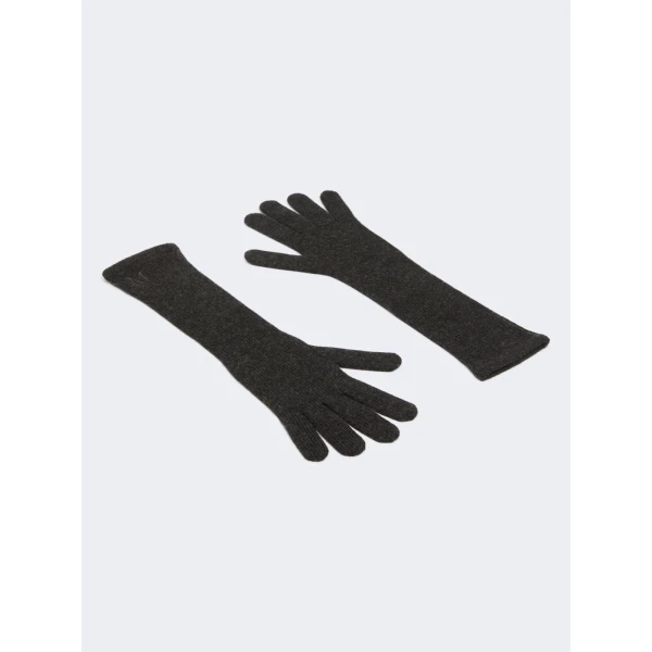 Max Mara Jock Long Cashmere Gloves in Medium Grey | Gloves | Luxury Shoes 