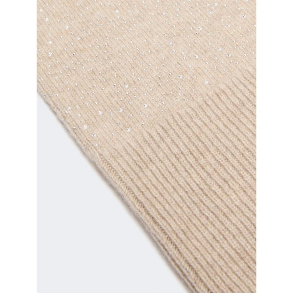 Max Mara Junior Cashmere Rhinestone Balaclava in Beige | Hats | Luxury Shoes 