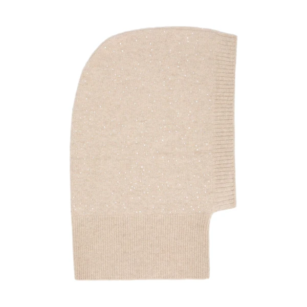 Junior Cashmere Rhinestone Balaclava in Beige