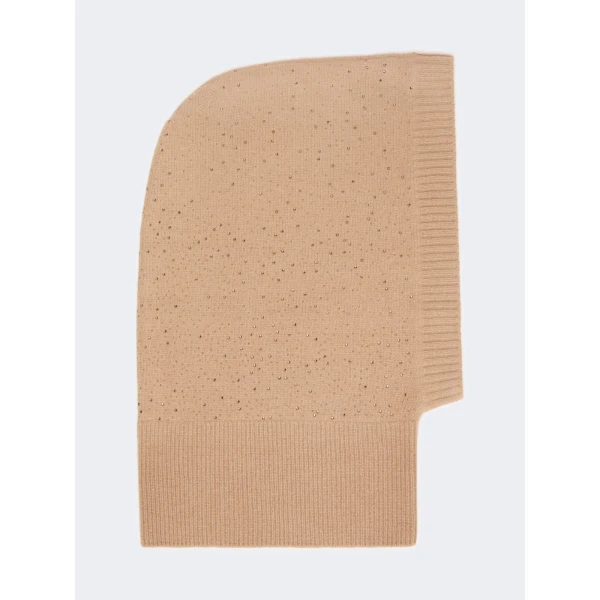 Max Mara Junior Cashmere Rhinestone Balaclava in Camel | Hats | Luxury Shoes 