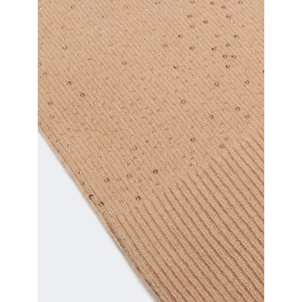 Max Mara Junior Cashmere Rhinestone Balaclava in Camel | Hats | Luxury Shoes 