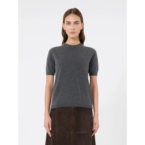 Max Mara Just Wool and Cashmere Short-Sleeve Sweater in Medium Grey | Sweaters | Luxury Shoes 