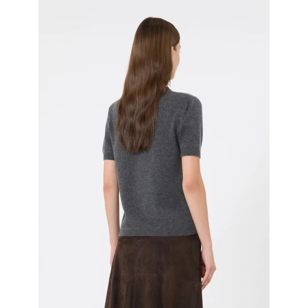 Max Mara Just Wool and Cashmere Short-Sleeve Sweater in Medium Grey | Sweaters | Luxury Shoes 