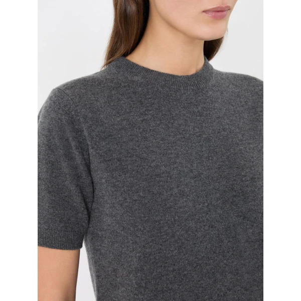 Max Mara Just Wool and Cashmere Short-Sleeve Sweater in Medium Grey | Sweaters | Luxury Shoes 
