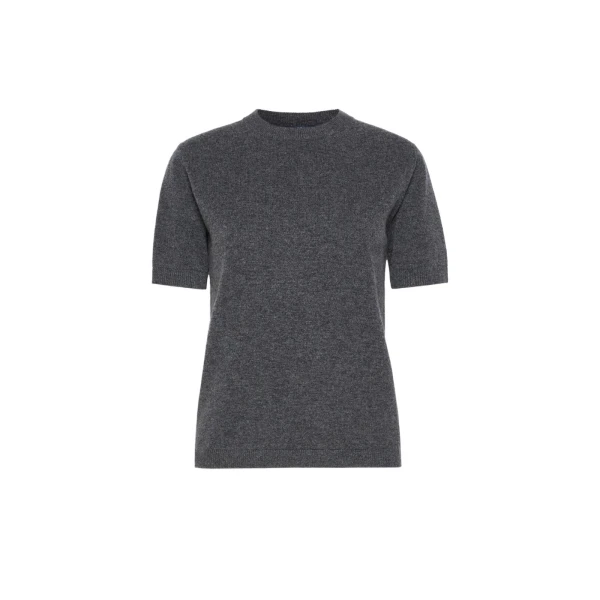 Max Mara Just Wool and Cashmere Short-Sleeve Sweater in Medium Grey | Sweaters | Luxury Shoes 