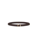 Max Mara Kaki Leather Belt with Rectangular Rings in Dark Brown | Women | Luxury Shoes 