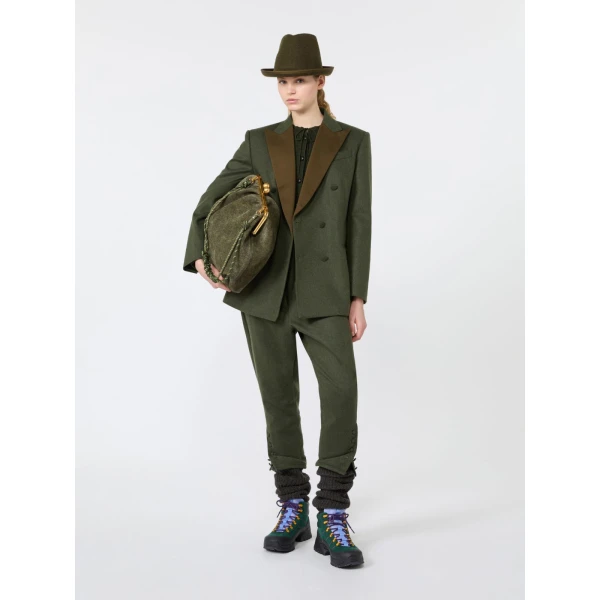 Max Mara Kaki Ribbed Wool Cardigan in Moss Green | Cardigan | Luxury Shoes 