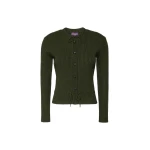 Max Mara Kaki Ribbed Wool Cardigan in Moss Green | Cardigan | Luxury Shoes 