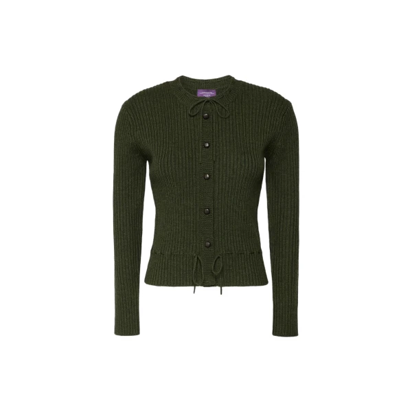 Max Mara Kaki Ribbed Wool Cardigan in Moss Green | Cardigan | Luxury Shoes 