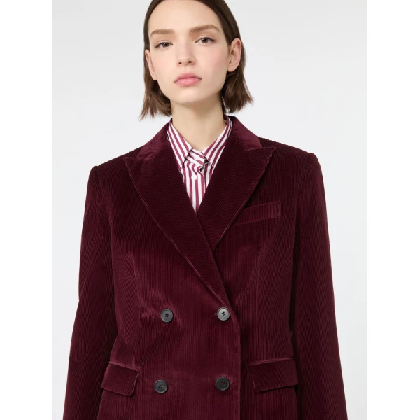 Max Mara Katanga Cotton Corduroy Double-Breasted Blazer in Bordeaux | Blazers | Luxury Shoes 