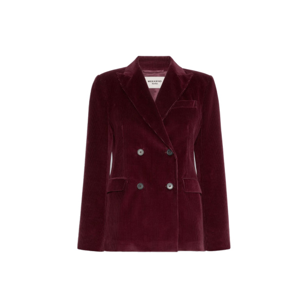 Max Mara Katanga Cotton Corduroy Double-Breasted Blazer in Bordeaux | Blazers | Luxury Shoes 