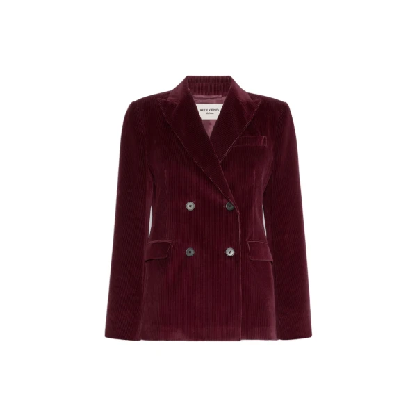 Katanga Cotton Corduroy Double-Breasted Blazer in Bordeaux