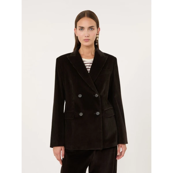 Max Mara Katanga Cotton Corduroy Double-Breasted Blazer in Dark Brown | Blazers | Luxury Shoes 