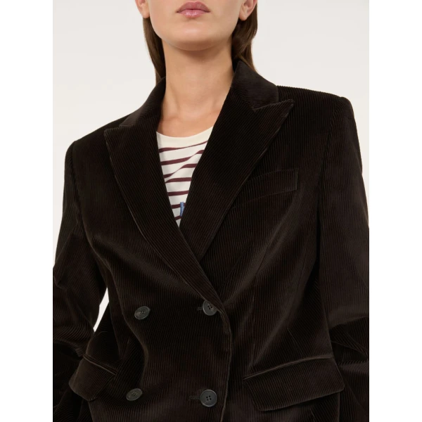 Max Mara Katanga Cotton Corduroy Double-Breasted Blazer in Dark Brown | Blazers | Luxury Shoes 