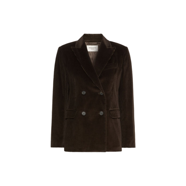 Max Mara Katanga Cotton Corduroy Double-Breasted Blazer in Dark Brown | Blazers | Luxury Shoes 