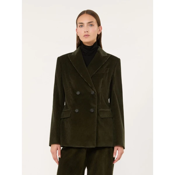 Max Mara Katanga Cotton Corduroy Double-Breasted Blazer in Khaki | Blazers | Luxury Shoes 