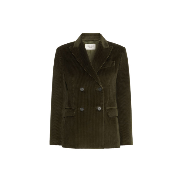 Max Mara Katanga Cotton Corduroy Double-Breasted Blazer in Khaki | Blazers | Luxury Shoes 