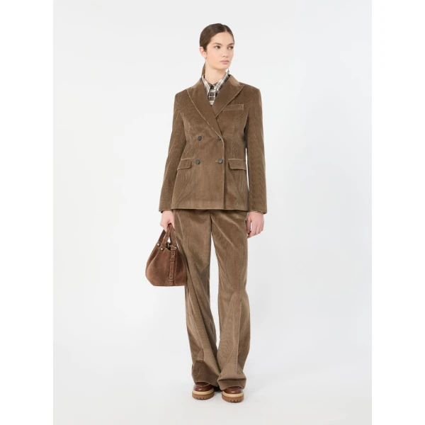 Max Mara Katanga Cotton Corduroy Double-Breasted Blazer in Light Brown | Blazers | Luxury Shoes 