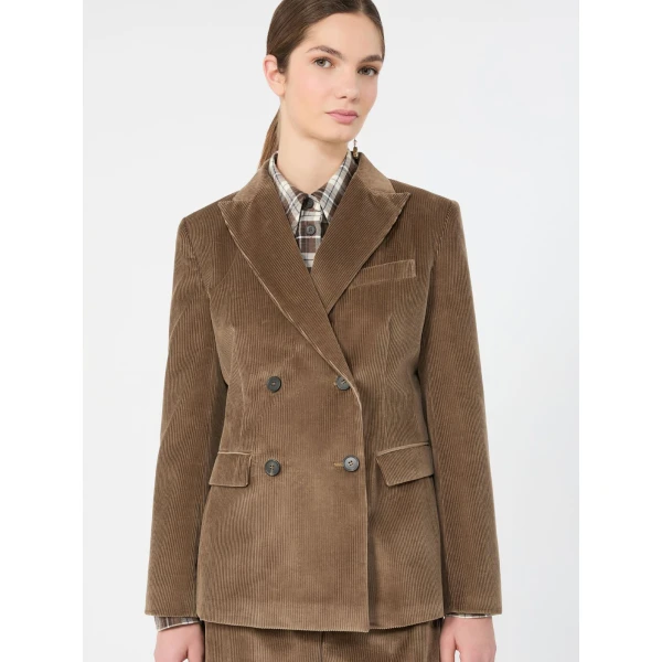 Max Mara Katanga Cotton Corduroy Double-Breasted Blazer in Light Brown | Blazers | Luxury Shoes 