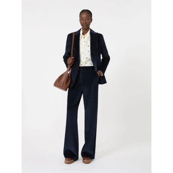 Max Mara Katanga Cotton Corduroy Double-Breasted Blazer in Navy | Blazers | Luxury Shoes 