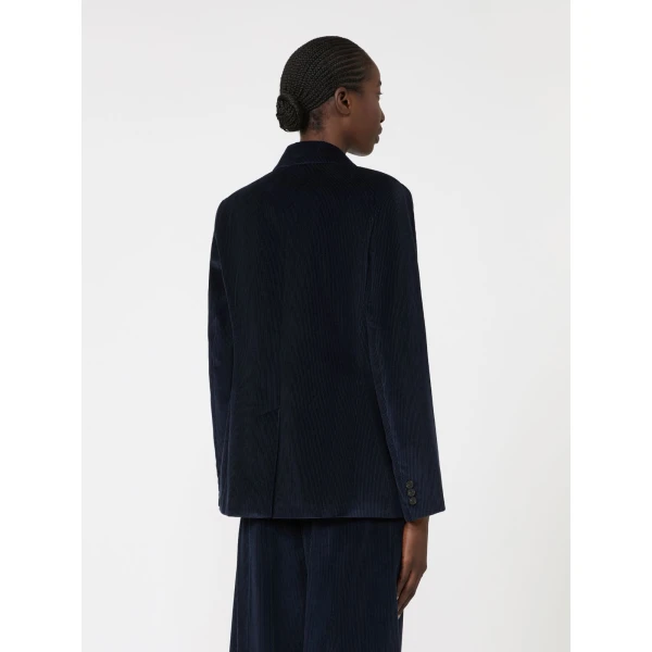 Max Mara Katanga Cotton Corduroy Double-Breasted Blazer in Navy | Blazers | Luxury Shoes 