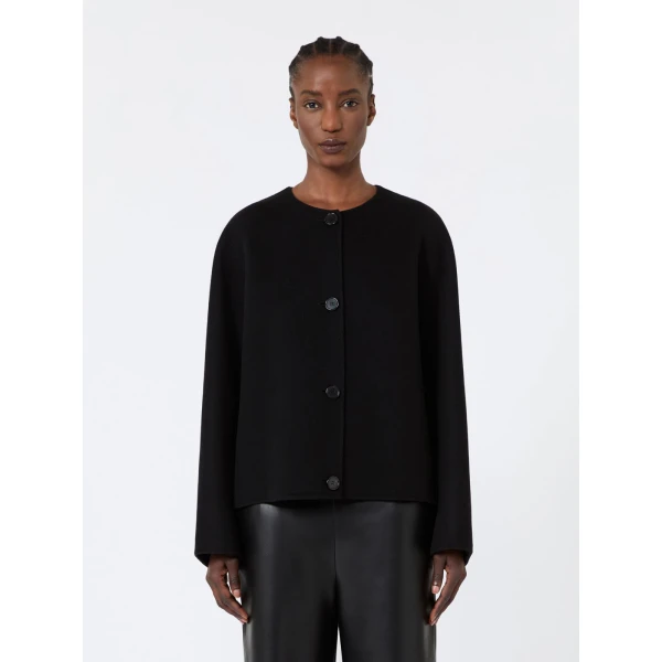 Max Mara Kate Cropped Wool Broadcloth Jacket in Black | Blazers | Luxury Shoes 