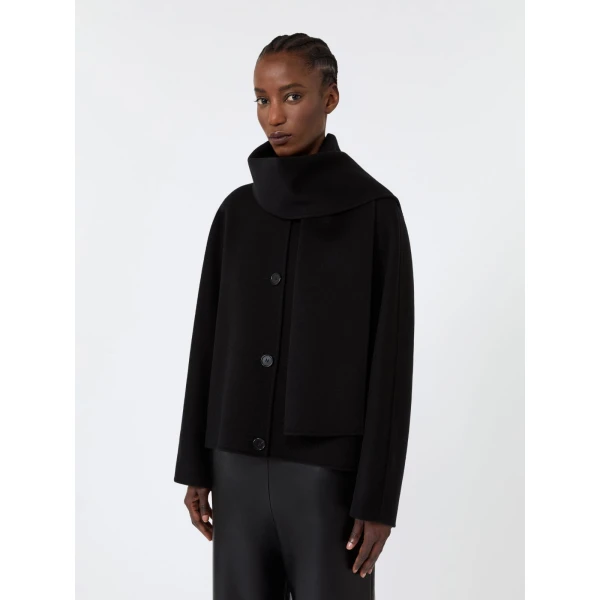 Max Mara Kate Cropped Wool Broadcloth Jacket in Black | Blazers | Luxury Shoes 