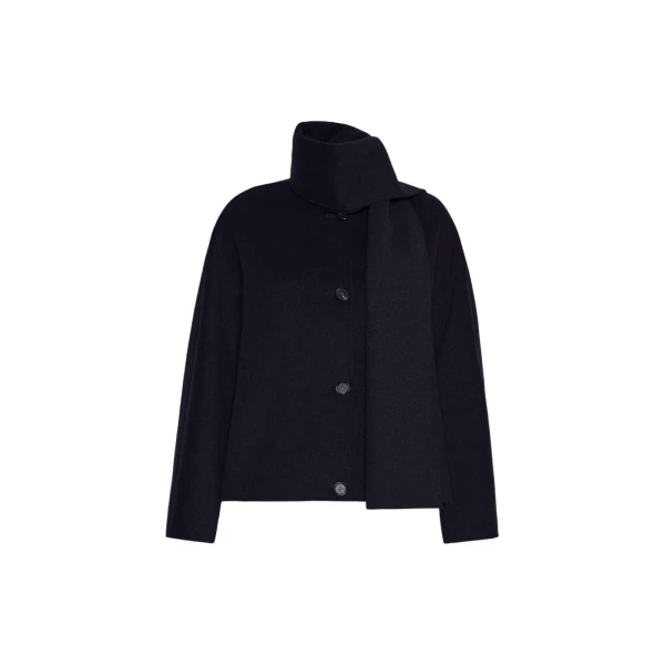 Kate Cropped Wool Broadcloth Jacket in Black
