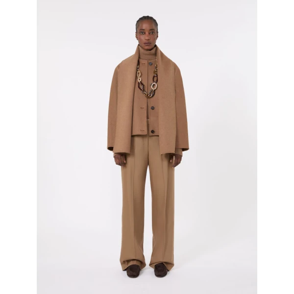 Max Mara Kate Cropped Wool Broadcloth Jacket in Camel | Blazers | Luxury Shoes 