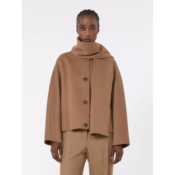Max Mara Kate Cropped Wool Broadcloth Jacket in Camel | Blazers | Luxury Shoes 