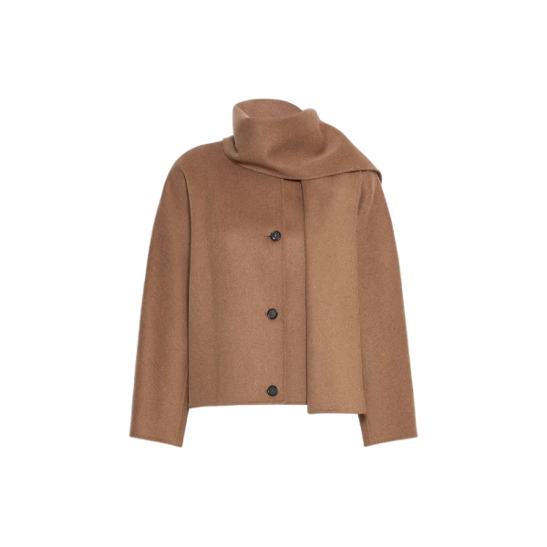 Kate Cropped Wool Broadcloth Jacket in Camel