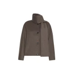 Max Mara Kate Cropped Wool Broadcloth Jacket in Medium Grey | Blazers | Luxury Shoes 