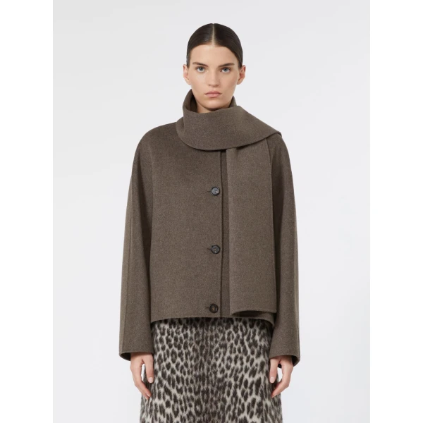 Max Mara Kate Cropped Wool Broadcloth Jacket in Medium Grey | Blazers | Luxury Shoes 