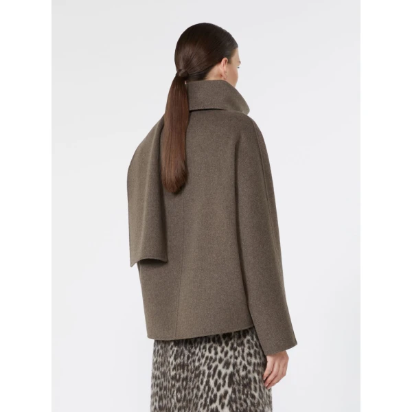 Max Mara Kate Cropped Wool Broadcloth Jacket in Medium Grey | Blazers | Luxury Shoes 